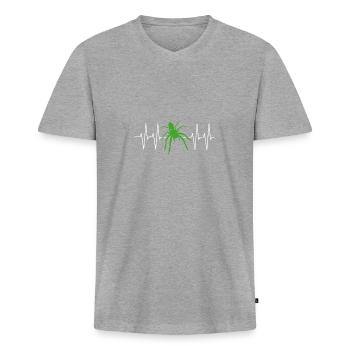 Grande araignée avec ligne de cœur J’adore les araignées - T-shirt encolure en V Premium bio Homme - gris chiné - Devant