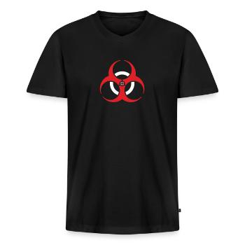 Zombies Umbrella Hazard - Männer Premium Bio T-Shirt mit V-Ausschnitt - Schwarz - Vorne - Nico (187cm)
