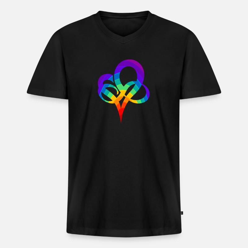 Regenbogen Herz - Männer Premium Bio T-Shirt mit V-Ausschnitt - Schwarz