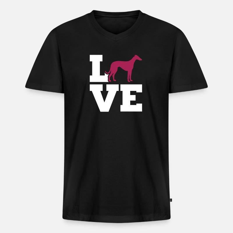 Whippet - Männer Premium Bio T-Shirt mit V-Ausschnitt - Schwarz