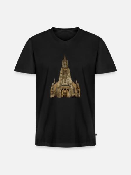 Painted Ulm Minster - Men's Premium Organic T-shirt with V-neck - black