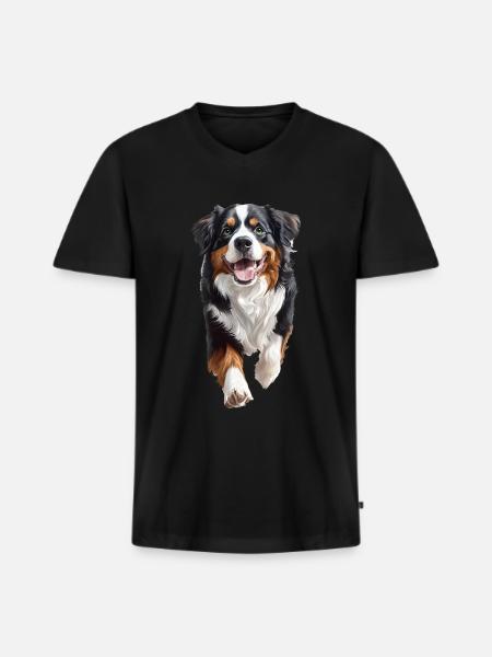 Berner Sennenhund - Männer Premium Bio T-Shirt mit V-Ausschnitt - Schwarz