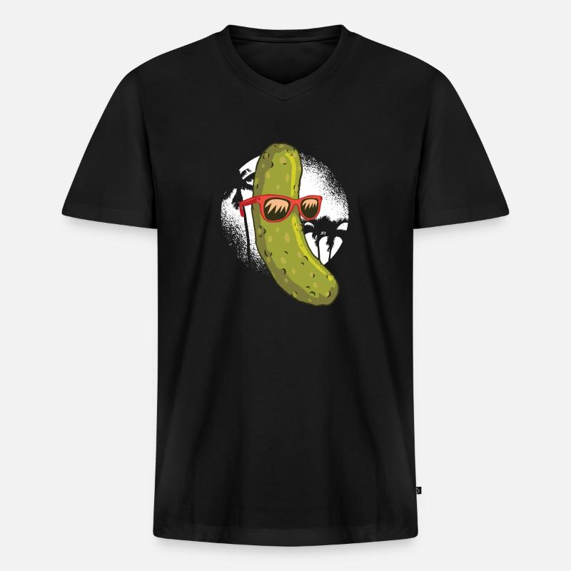 Surfer Gurke - Männer Premium Bio T-Shirt mit V-Ausschnitt - Schwarz