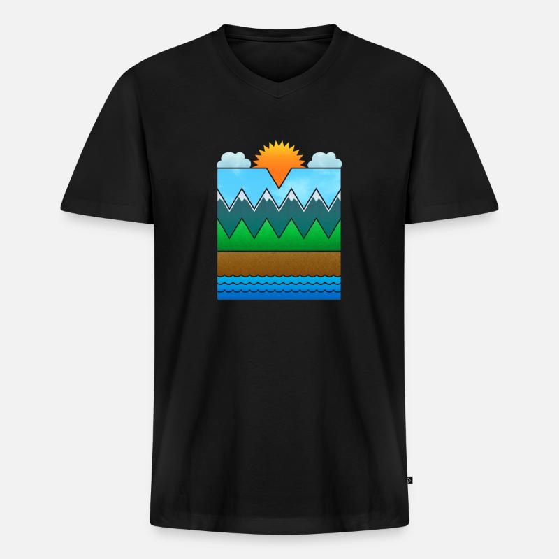 Landschaft (minimal) - Männer Premium Bio T-Shirt mit V-Ausschnitt - Schwarz