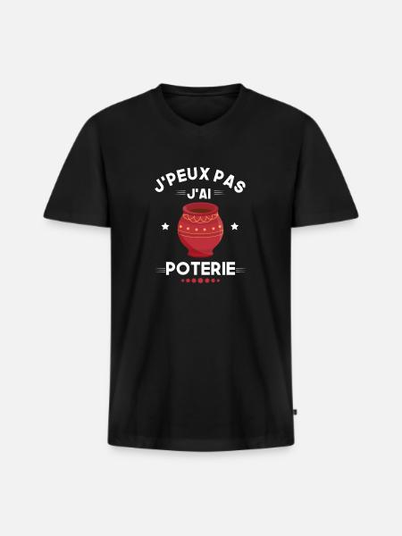 je peux pas j'ai poterie - T-shirt encolure en V Premium bio Homme - noir