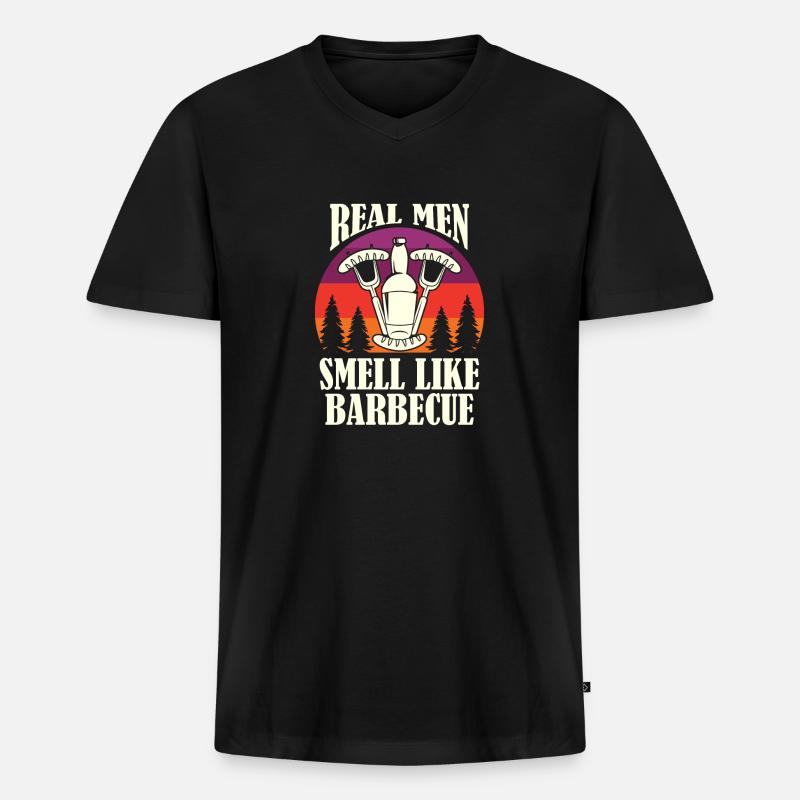 Echter Herrengrill - Männer Premium Bio T-Shirt mit V-Ausschnitt - Schwarz