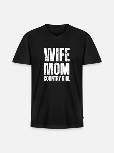 Wife Mom Girl - Men's Premium Organic T-shirt with V-neck - black