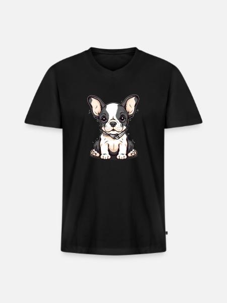 Chiot mignon - T-shirt encolure en V Premium bio Homme - noir