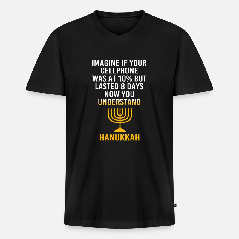 Chanukkah - Männer Premium Bio T-Shirt mit V-Ausschnitt - Schwarz