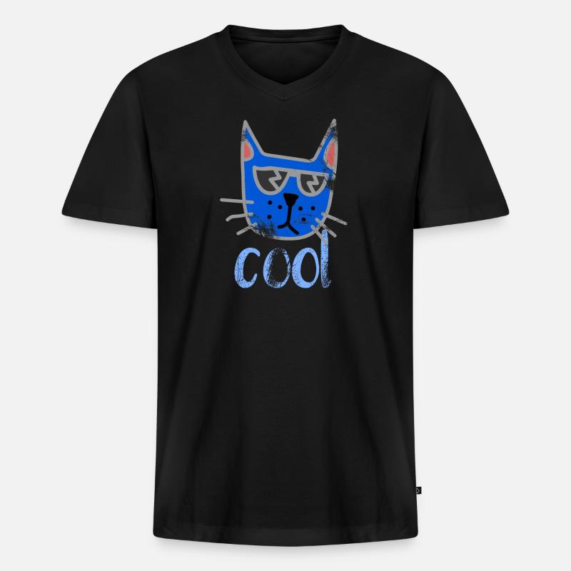 Katze - Männer Premium Bio T-Shirt mit V-Ausschnitt - Schwarz