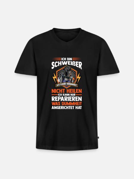 Schweißer Beruf Schweisser Geschenk - Männer Premium Bio T-Shirt mit V-Ausschnitt - Schwarz
