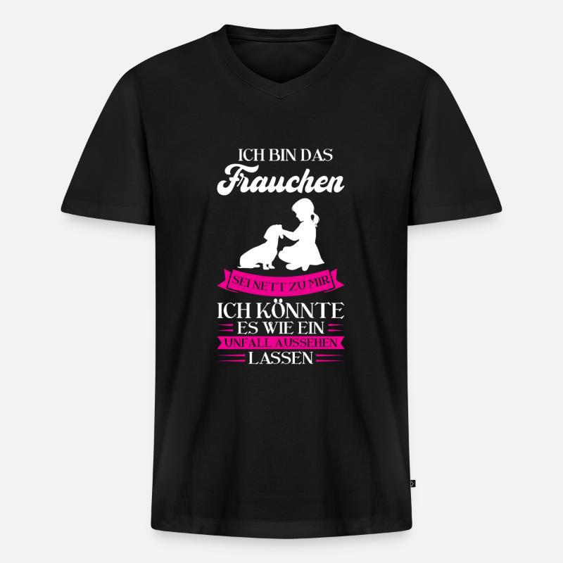 Dackel Hund Dachshunde Geschenk - Männer Premium Bio T-Shirt mit V-Ausschnitt - Schwarz