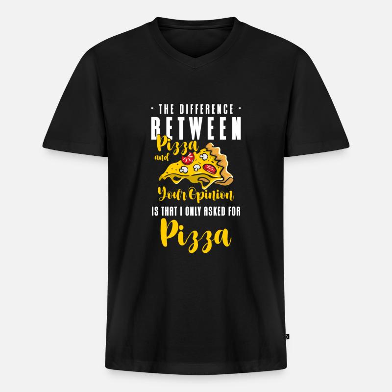 Pizza Hunger - Männer Premium Bio T-Shirt mit V-Ausschnitt - Schwarz