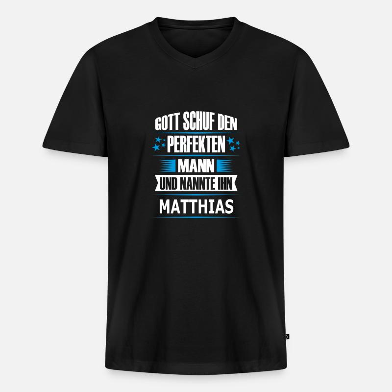 MATTHIAS - Männer Premium Bio T-Shirt mit V-Ausschnitt - Schwarz