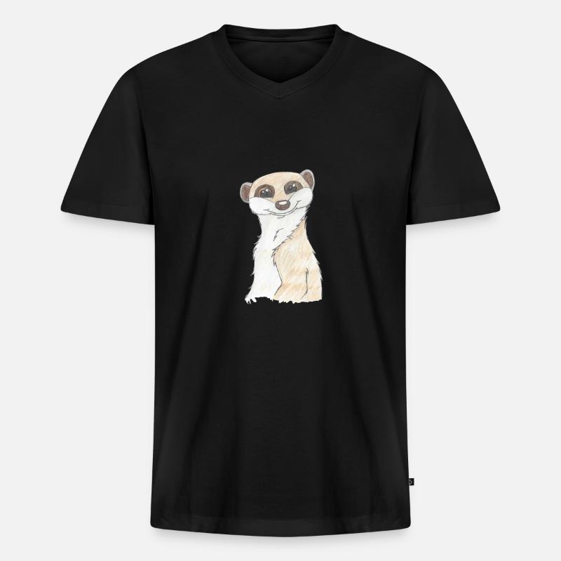 Erdmännchen - Männer Premium Bio T-Shirt mit V-Ausschnitt - Schwarz