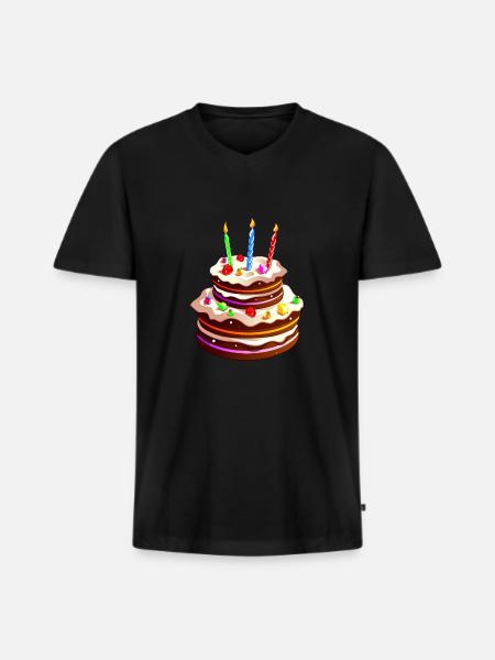 gros gâteau anniversaire - T-shirt encolure en V Premium bio Homme - noir