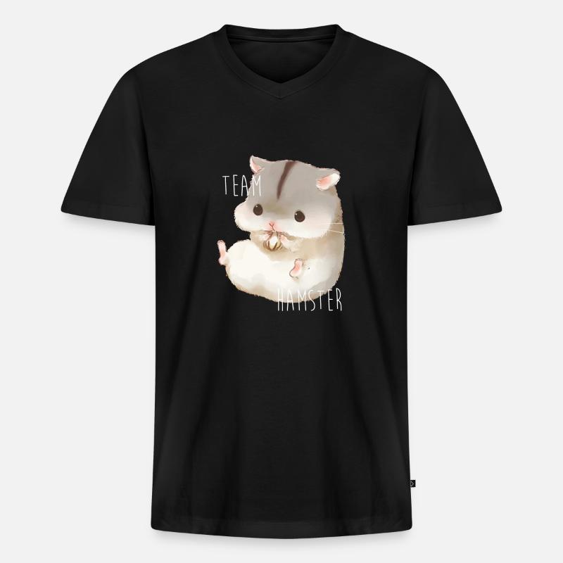 Hamsterteam - Männer Premium Bio T-Shirt mit V-Ausschnitt - Schwarz