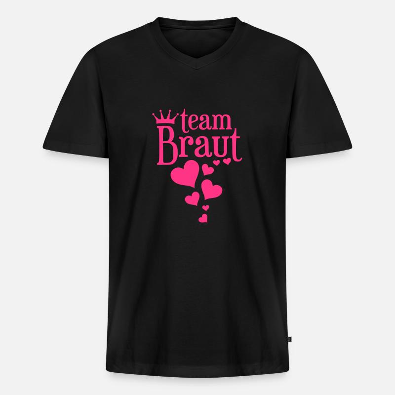 Team Braut - Junggesellinnenabschied - Männer Premium Bio T-Shirt mit V-Ausschnitt - Schwarz