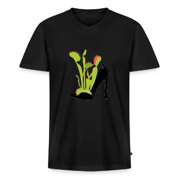 Venus flytrap - Men's Premium Organic T-shirt with V-neck - black - Front - Nico (187cm)