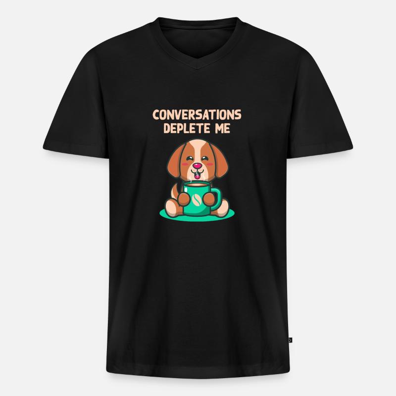 Conversations exhaust me introverted problem - Men's Premium Organic T-shirt with V-neck - black