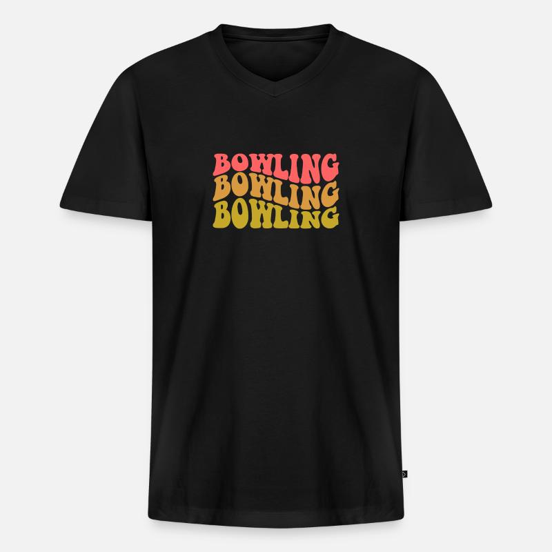Bowling - Männer Premium Bio T-Shirt mit V-Ausschnitt - Schwarz