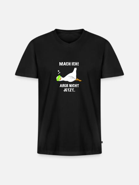 Ente lustig faul Spruch - Männer Premium Bio T-Shirt mit V-Ausschnitt - Schwarz