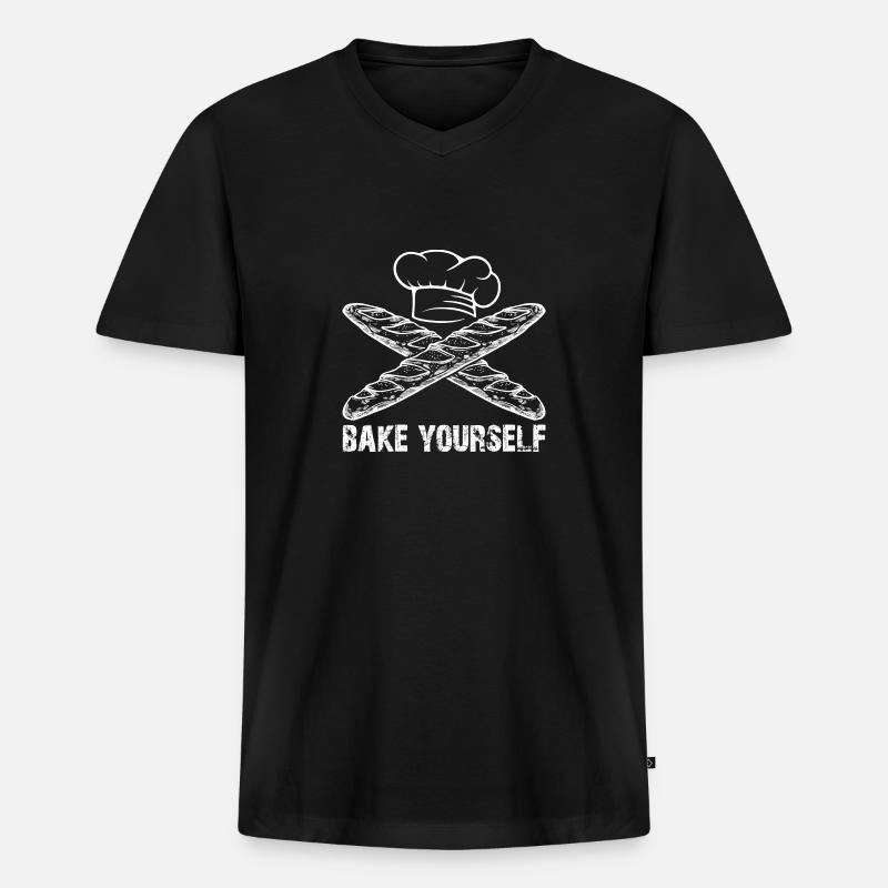 Selber backen lohnt sich - Männer Premium Bio T-Shirt mit V-Ausschnitt - Schwarz