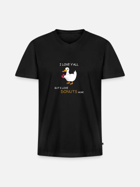 Duck with donut saying - Men's Premium Organic T-shirt with V-neck - black
