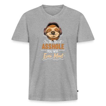 Rude Offensive Statement Quote - Men's Premium Organic T-shirt with V-neck - heather grey - Front