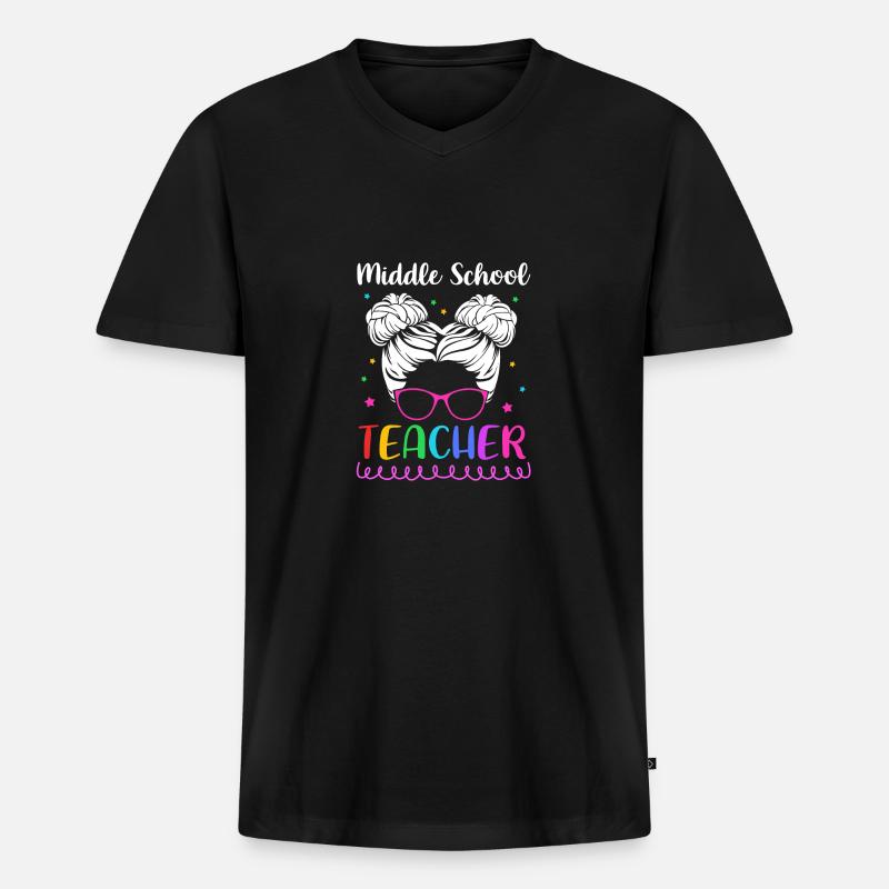 Lehrer der Mittelstufe - Männer Premium Bio T-Shirt mit V-Ausschnitt - Schwarz