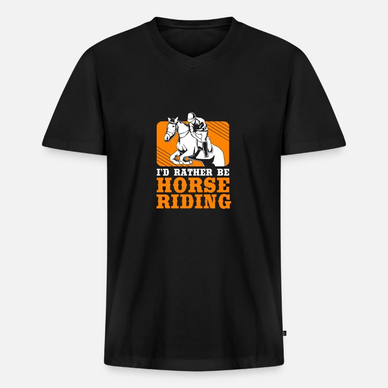 Springreiten Springpferd - Männer Premium Bio T-Shirt mit V-Ausschnitt - Schwarz