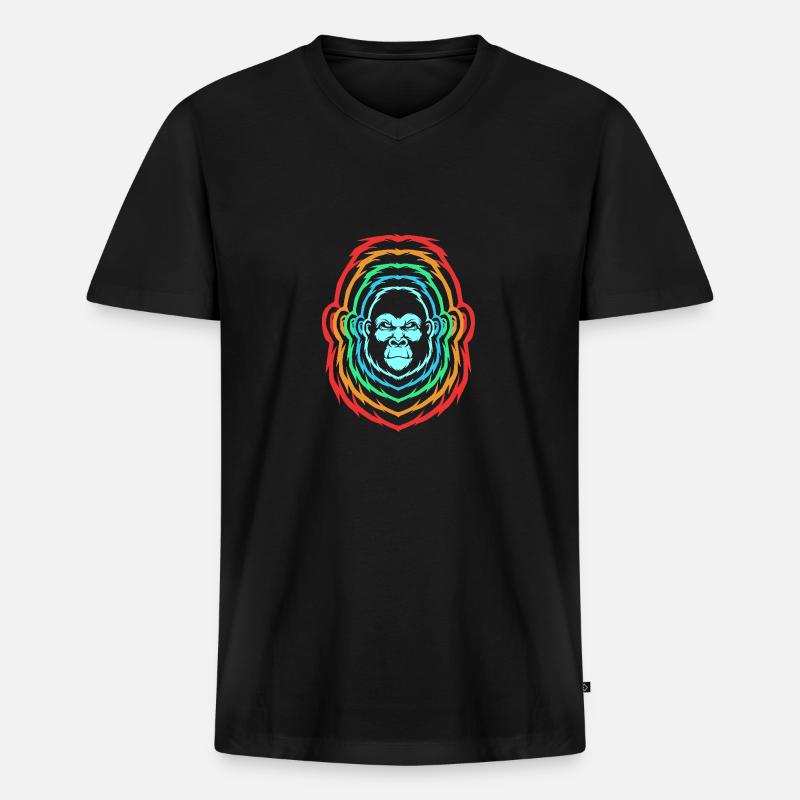 Gorilla - Männer Premium Bio T-Shirt mit V-Ausschnitt - Schwarz