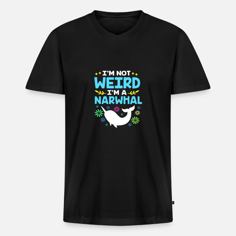 Narwal - Männer Premium Bio T-Shirt mit V-Ausschnitt - Schwarz