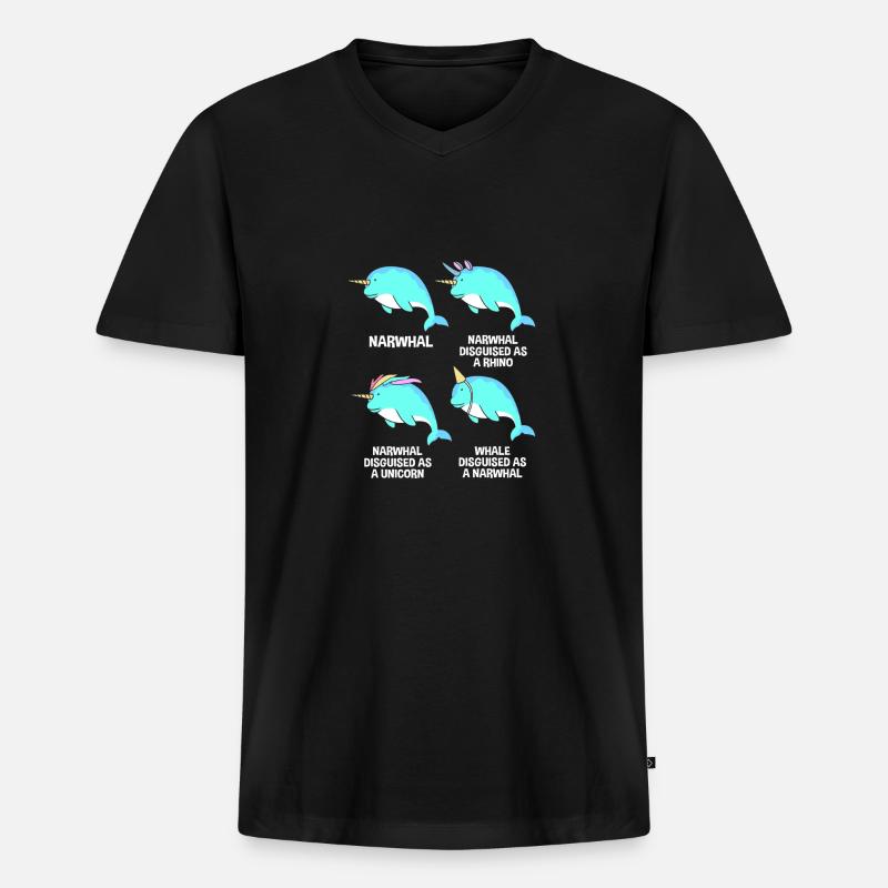 Narwal - Männer Premium Bio T-Shirt mit V-Ausschnitt - Schwarz