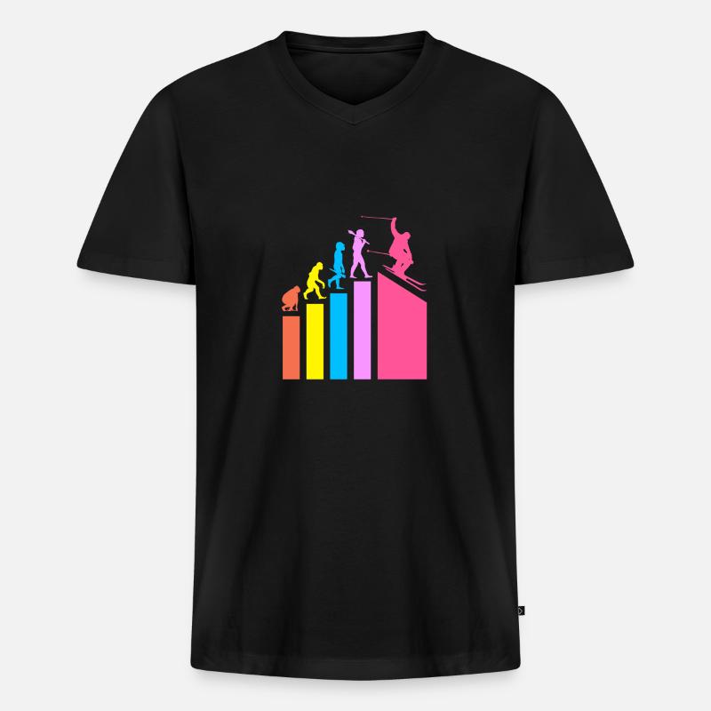 Ski Skiurlaub - Männer Premium Bio T-Shirt mit V-Ausschnitt - Schwarz