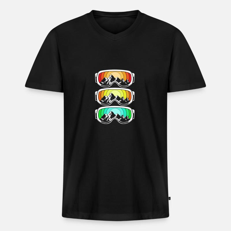 Ski Skiurlaub - Männer Premium Bio T-Shirt mit V-Ausschnitt - Schwarz