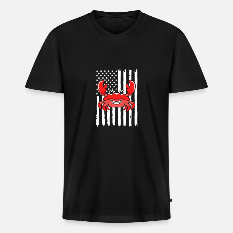 Krabbe - Männer Premium Bio T-Shirt mit V-Ausschnitt - Schwarz
