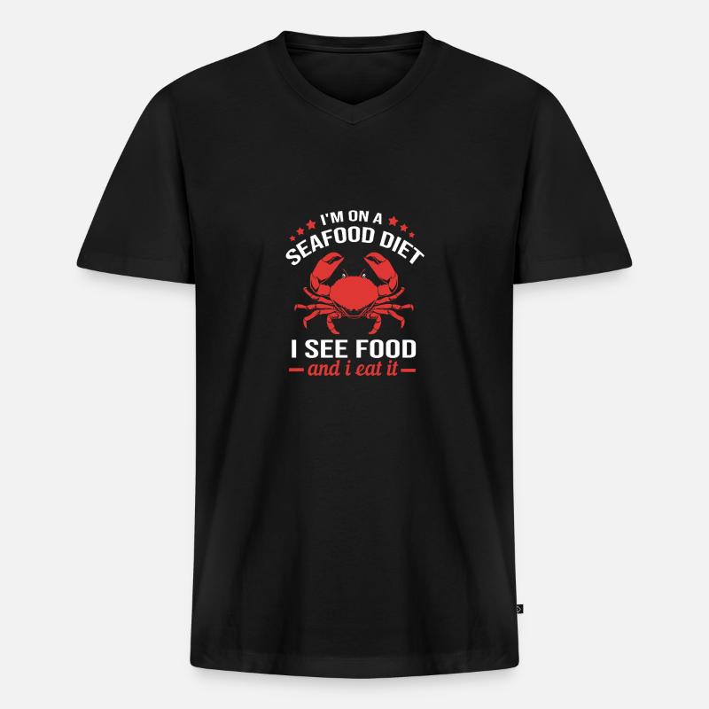 Krabbe - Männer Premium Bio T-Shirt mit V-Ausschnitt - Schwarz