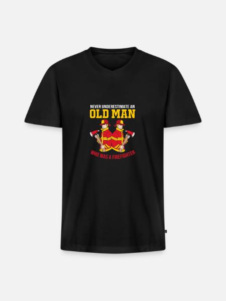 Firefighter Fire Brigade - Men's Premium Organic T-shirt with V-neck - black
