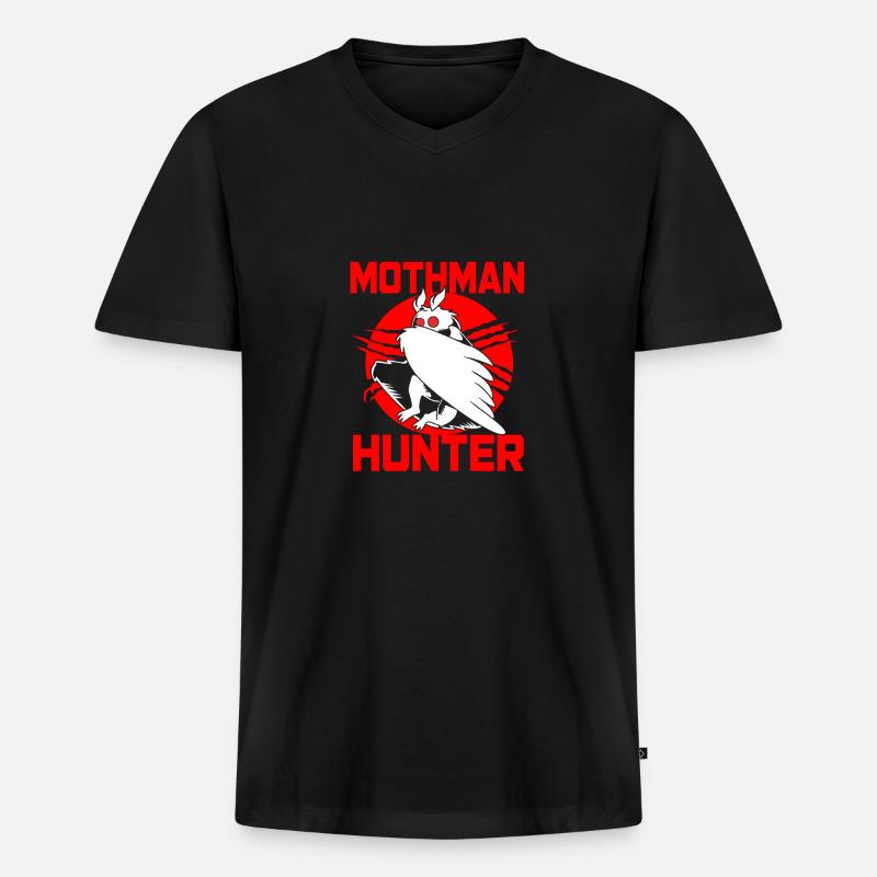 Mottenmann - Männer Premium Bio T-Shirt mit V-Ausschnitt - Schwarz
