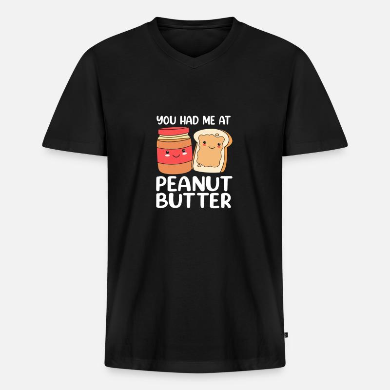Erdnussbutter - Männer Premium Bio T-Shirt mit V-Ausschnitt - Schwarz