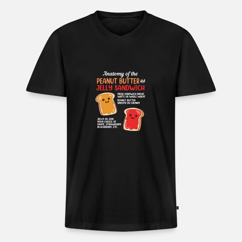 Erdnussbutter - Männer Premium Bio T-Shirt mit V-Ausschnitt - Schwarz