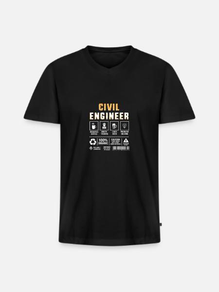 Civilingenjör, Byggarbetsplats, Byggarbetare - Ekologisk premium-T-shirt med V-ringning herr - svart