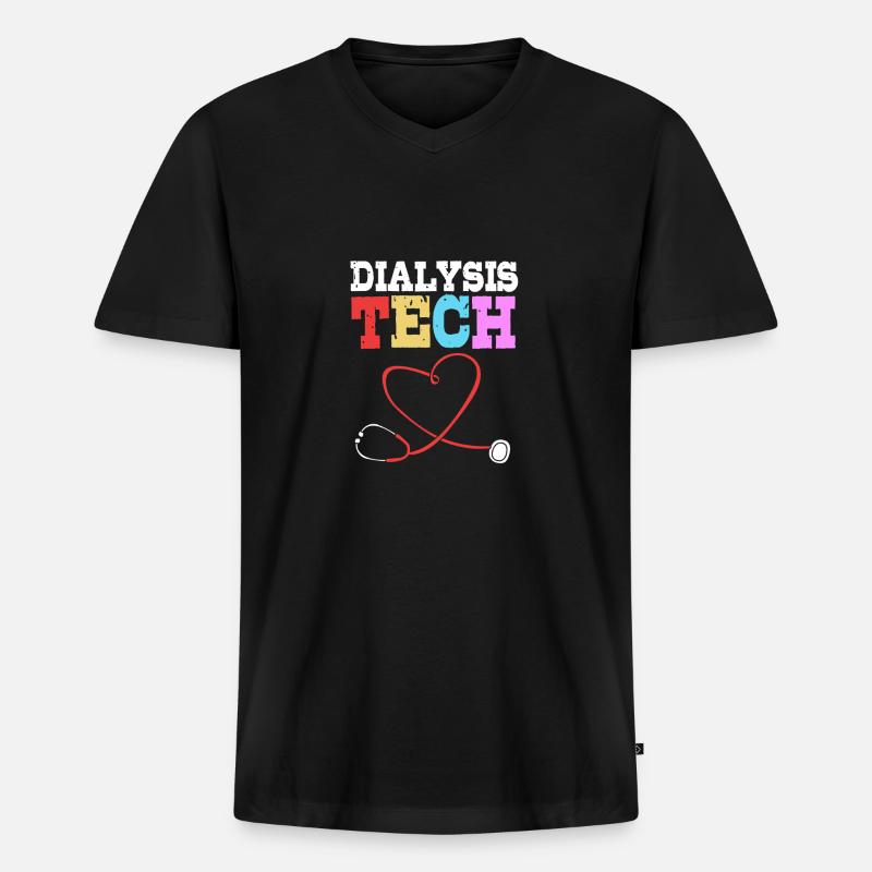 Dialyse-Techniker - Männer Premium Bio T-Shirt mit V-Ausschnitt - Schwarz