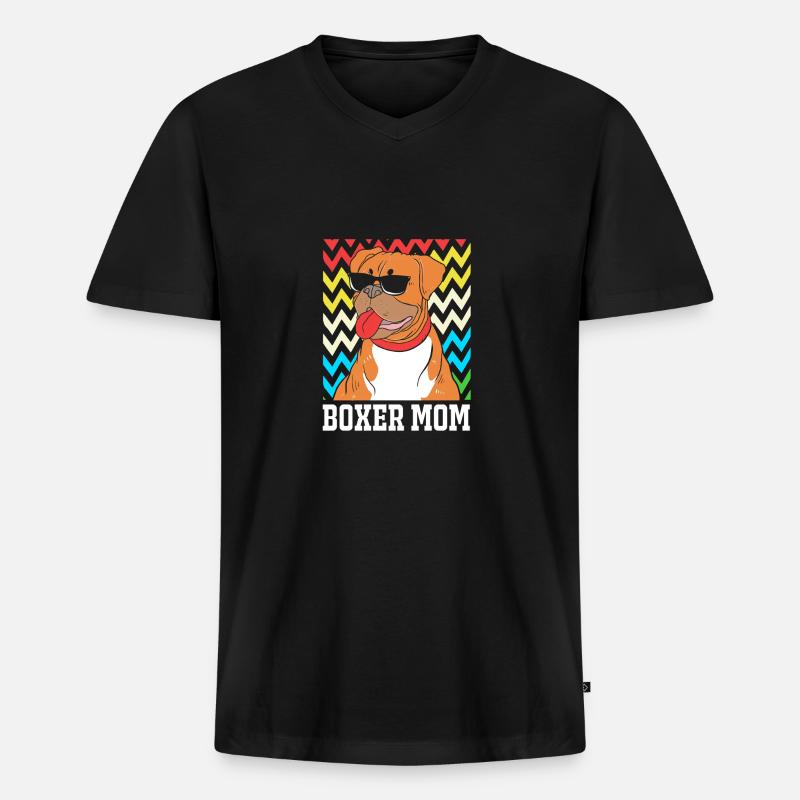 Boxer Hund - Männer Premium Bio T-Shirt mit V-Ausschnitt - Schwarz