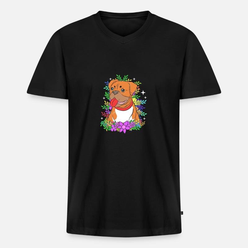 Boxer Hund - Männer Premium Bio T-Shirt mit V-Ausschnitt - Schwarz