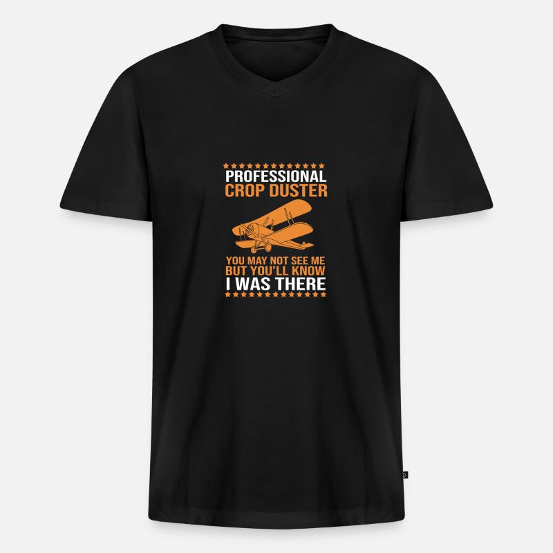 Crop Duster Flugzeug Pilot - Männer Premium Bio T-Shirt mit V-Ausschnitt - Schwarz