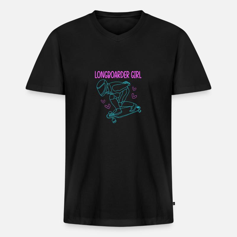Longboard Longboarder Longboarding - Männer Premium Bio T-Shirt mit V-Ausschnitt - Schwarz