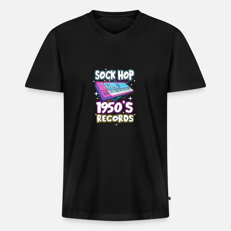 Sock Hop - Männer Premium Bio T-Shirt mit V-Ausschnitt - Schwarz