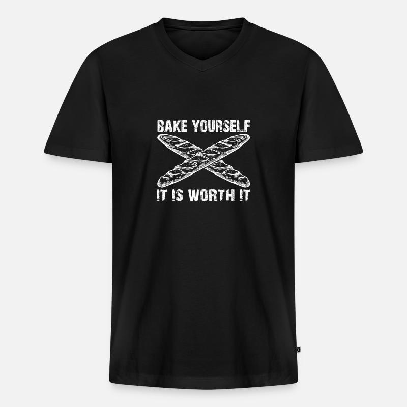 Selber backen lohnt sich - Männer Premium Bio T-Shirt mit V-Ausschnitt - Schwarz